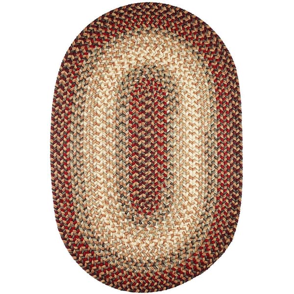 Ombre Spanish Red 4 ft. x 6 ft. Oval Indoor/Outdoor Braided Area Rug