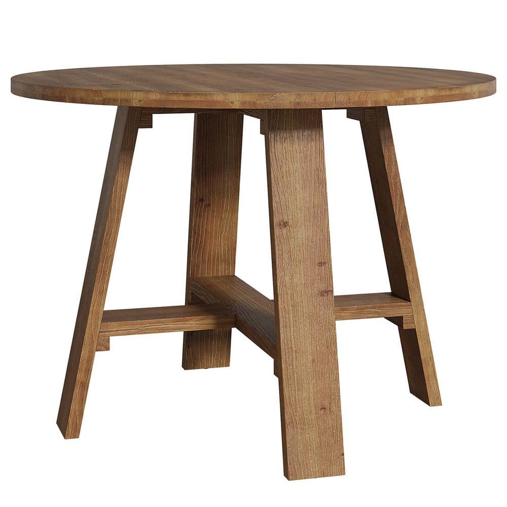 Roesler 39.4 in. Solid Wood Round Dining Room Table, 4 Legs Farmhouse Dining Table Kitchen Table for 4-6