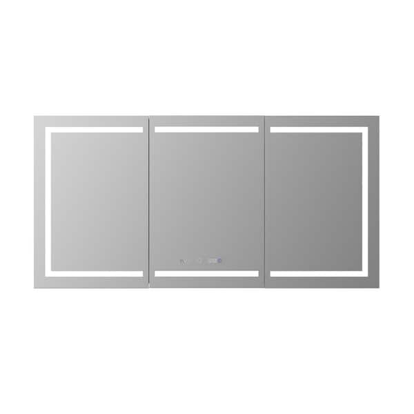Hans 72 in. W x 36 in. H Large Rectangular Silver Aluminum Recessed and Surface Mount Medicine Cabinet with Mirror