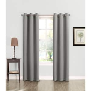 Gray Solid Grommet Room Darkening Curtain - 40 in. W x 84 in. L