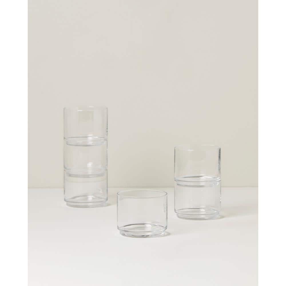 Clear Stackable Short Drinking Glasses Set of Six