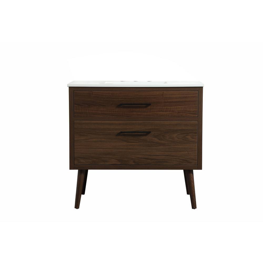 Timeless Home 36 in. W x 22 in. D x 33.5 in. H Bath Vanity in Walnut with I