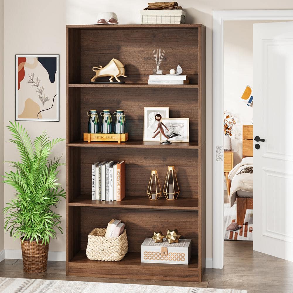 BYBLIGHT Eulas 70.8 in. Tall Brown Wood 9-Shelf Standard
