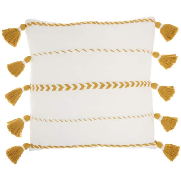 Mina Victory Lifestyles Mustard Yellow Striped 20 in. x 20 in. Throw Pillow