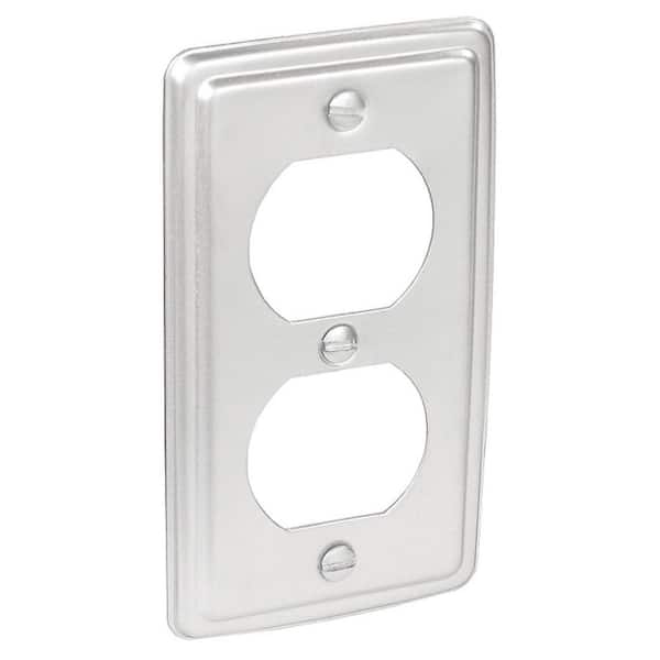 4 in. H x 2 in. W Metallic Steel, 1-Gang Duplex Receptacle Cover, (100-Pack)