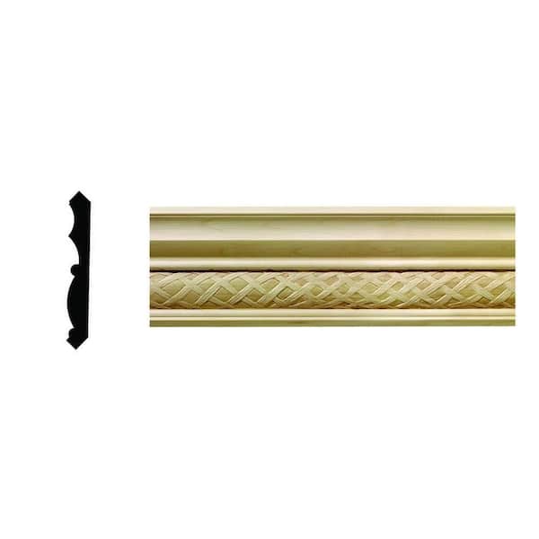1/2 in x 3-3/4 in x 96 in. Hardwood White Unfinished Loose Weave Crown Moulding