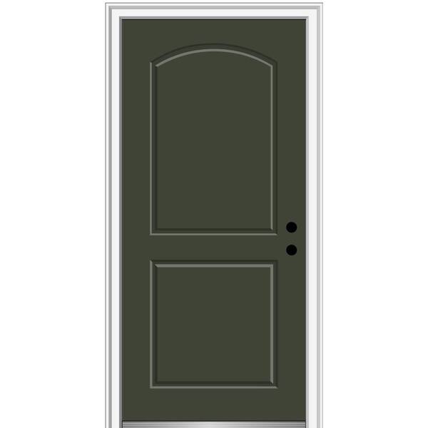 MMI Door 32 in. x 80 in. Left-Hand Inswing 2-Panel Archtop Classic Painted Fiberglass Smooth Prehung Front Door