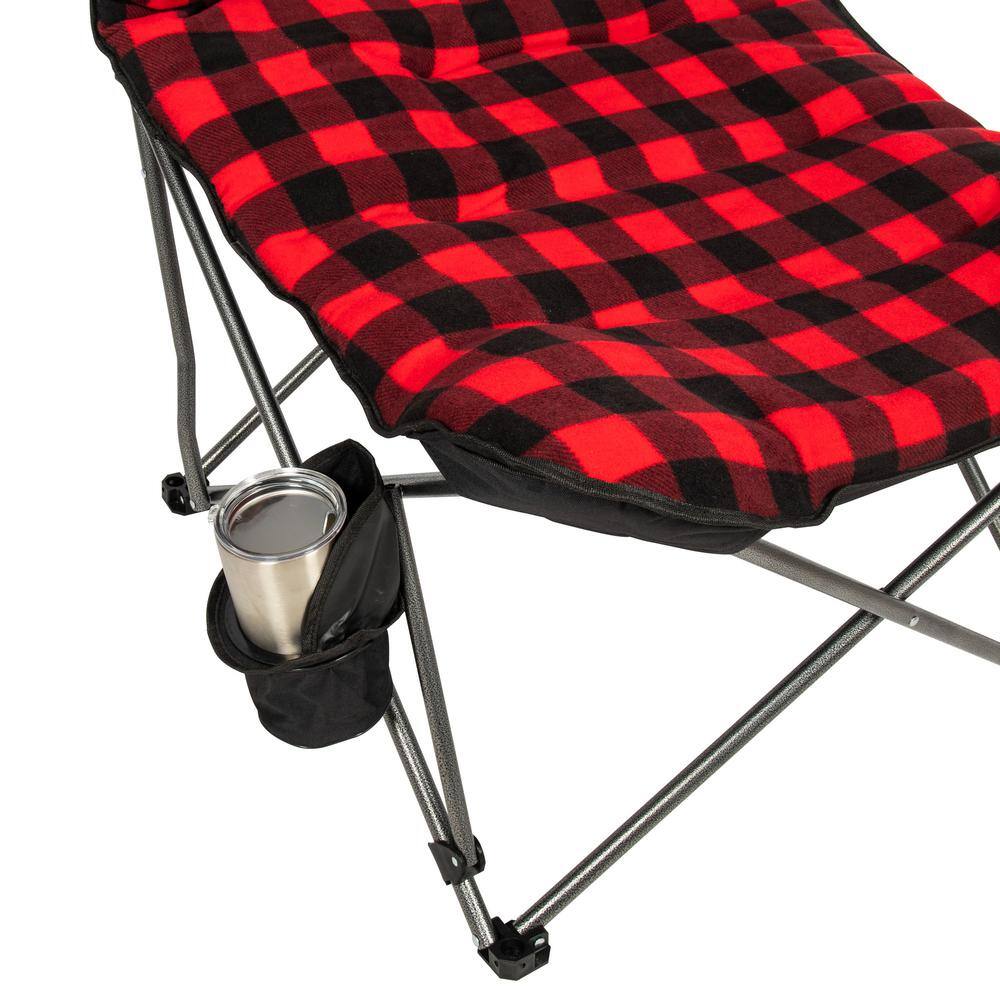 XXL Ultra Padded Red and Black Plaid Camp Chair