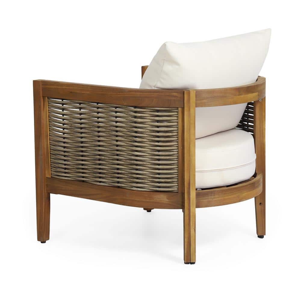 Acacia Wood Outdoor Club Chairs with Cushions, Set of 2