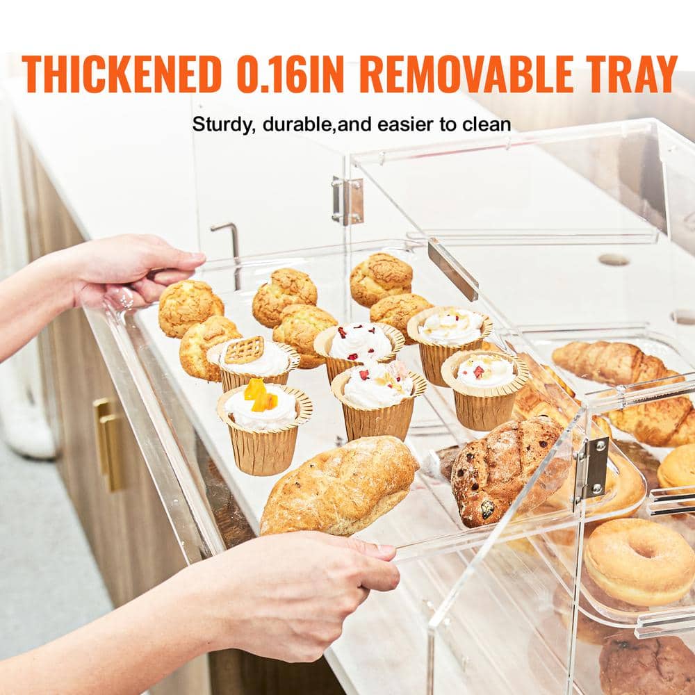 Clear Acrylic 3-Tier Pastry Display Case with Removable Trays