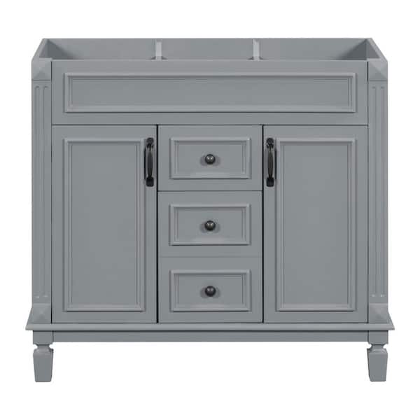 36 in. Bath Vanity Cabinet without Top in Gray Unassembled