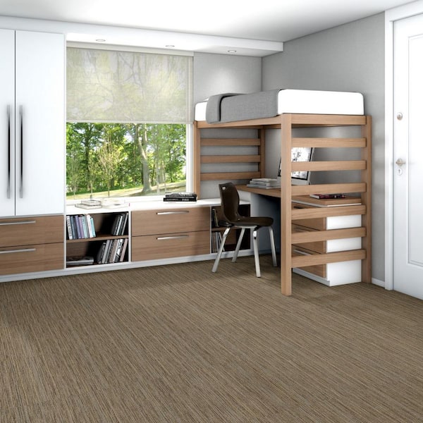 Intelligent - Cleverish - Brown Commercial 24 x 24 in. Glue-Down Carpet Tile Square (80 sq. ft.)