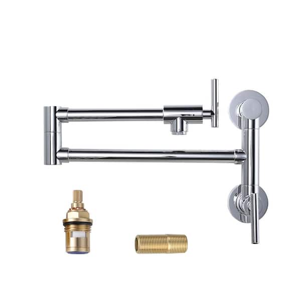 AVITAS Wall Mounted Pot Filler with Dual-Handle in Chrome