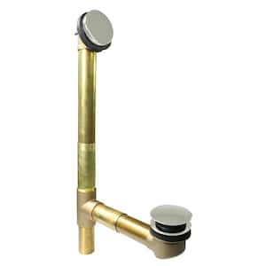 19 in. European Brass Bath Tub Waste Drain Kit in Polished Nickel