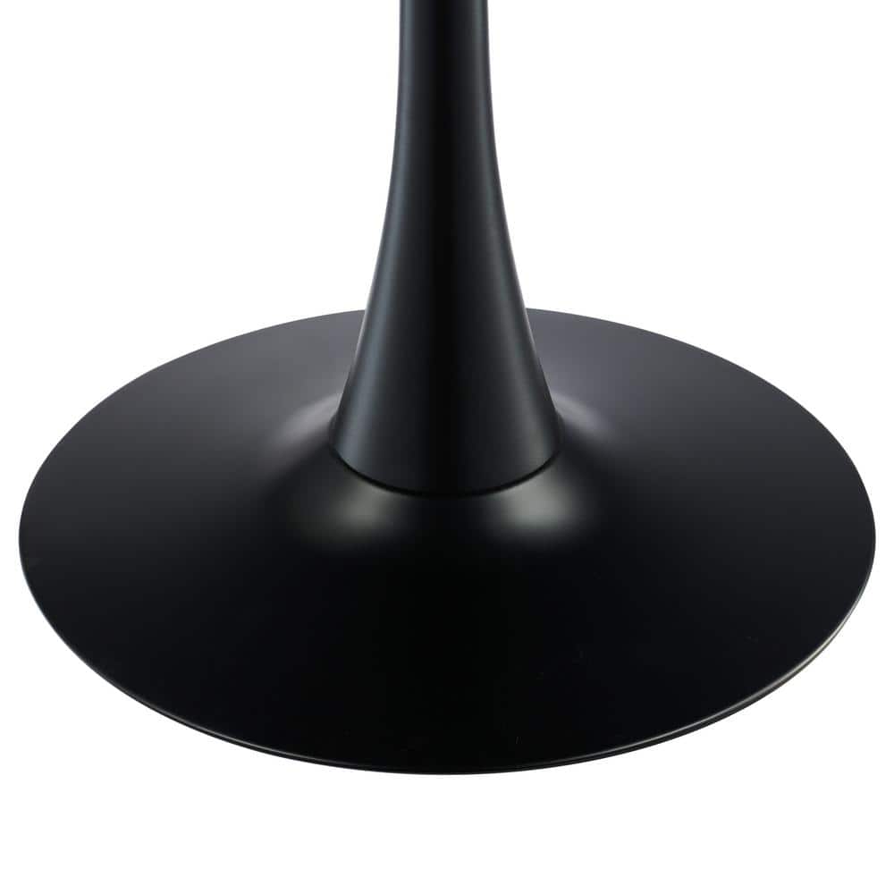 31.5'' Black MDF Round Mid-Century Modern Dining Table