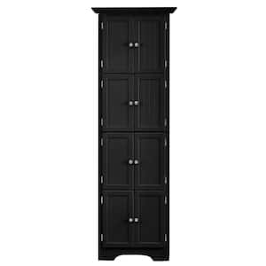 24.25 in. W x 12.25 in. D x 72 in. H Black Linen Cabinet with Doors and 4 Shelves