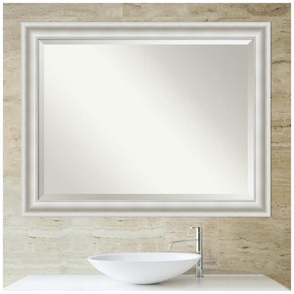Parlor 45.5 in. x 35.5 in. Modern Rectangle Framed White Bathroom Vanity Mirror
