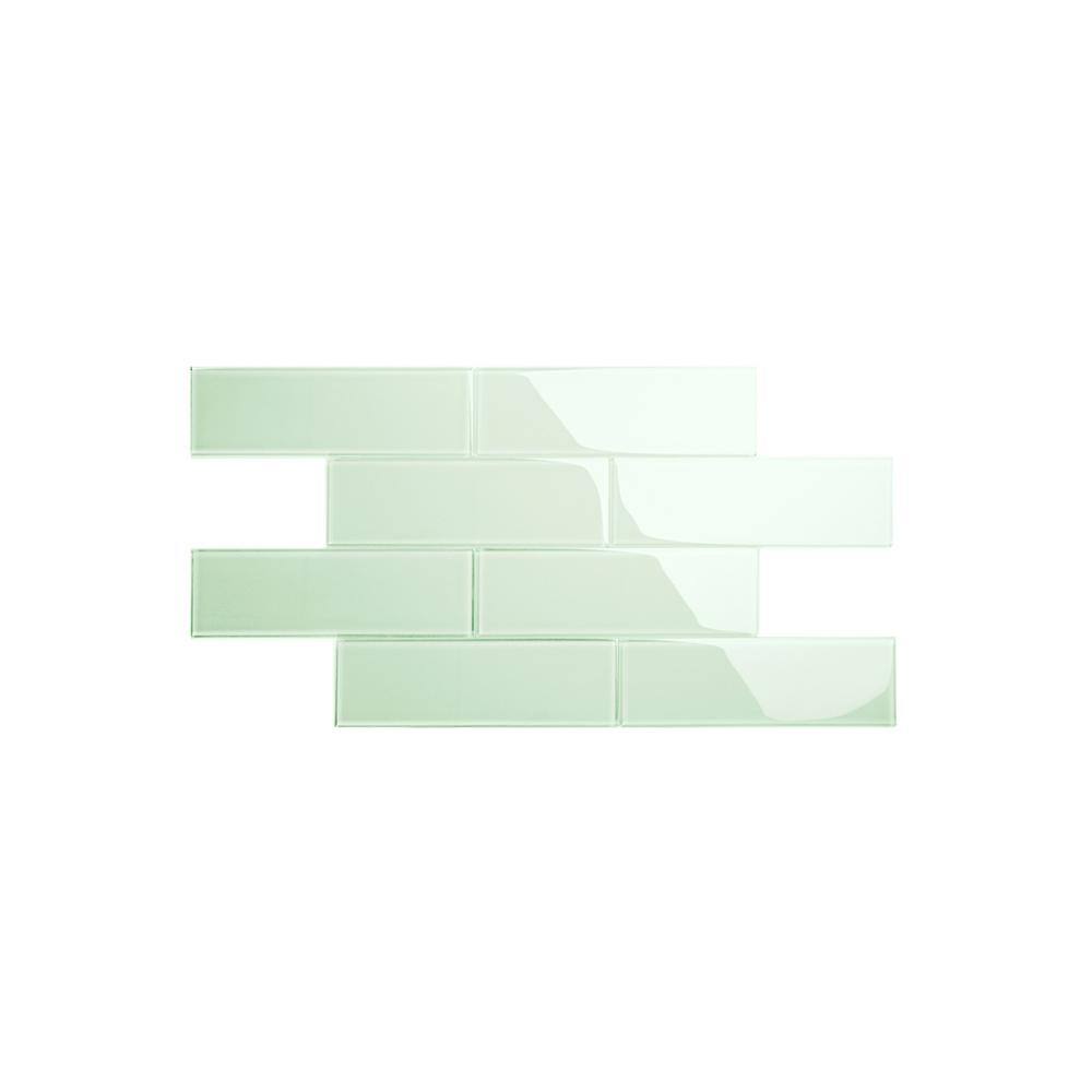 Winter Sage Glossy Glass Subway Wall Tile 4" x 12"