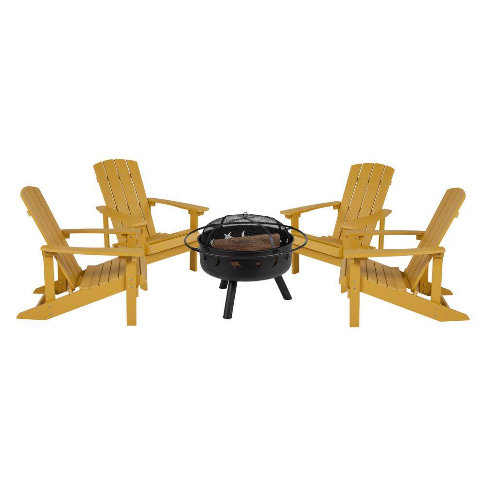 Carnegy Avenue Yellow 5Piece Plastic Patio Fire Pit Set CGAJJ487667
