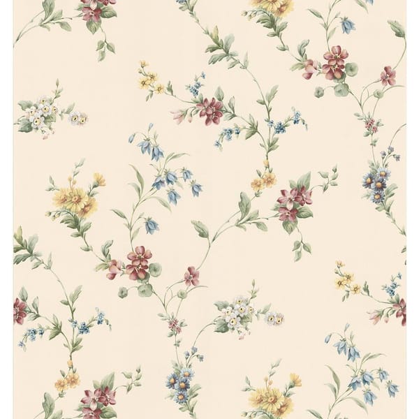 Brewster Kitchen Bath Bed Resource III Neutral Floral Trail Wallpaper Sample