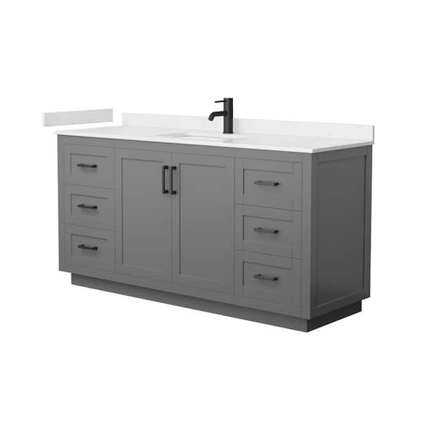Wyndham Collection Miranda 66 in. W x 22 in. D x 33.75 in. H Single Bath Vanity in Dark Gray with Carrara Cultured Marble Top
