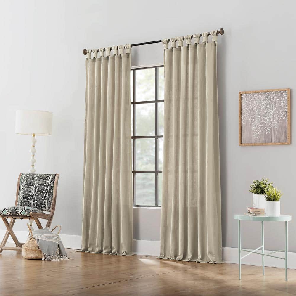 Oatmeal Cotton Twist Tab Light-Filtering Curtain Panel