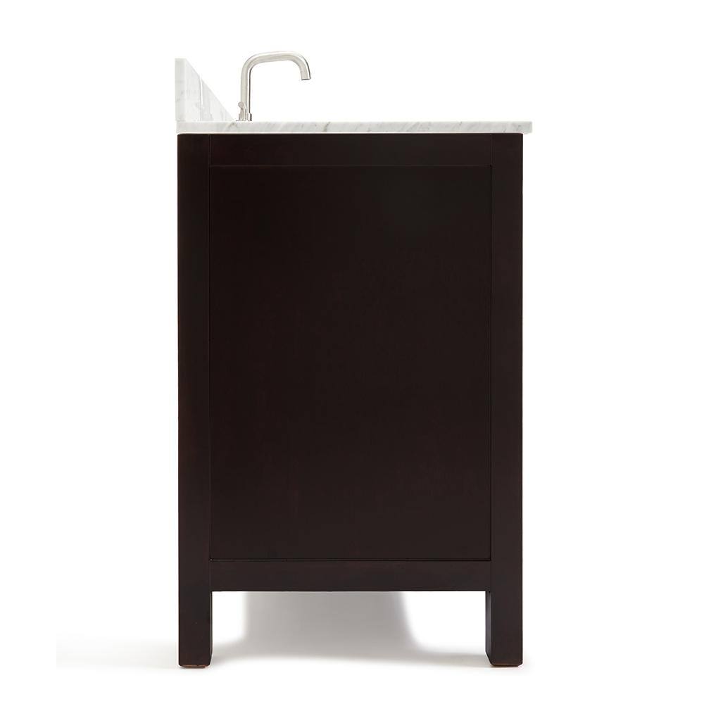 Espresso Wood 61" Single Basin Vanity with Marble Top
