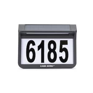 Solar Powered Dusk to Dawn Warm White LED-Illuminated Address Number House Wall Plaque with Peel and Stick Vinyl Numbers