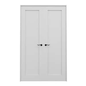 48 in. x 80 in. Paneled Blank 1-Lite White Solid Core MDF Universal Handed Double Prehung French Door with Assemble Jamb
