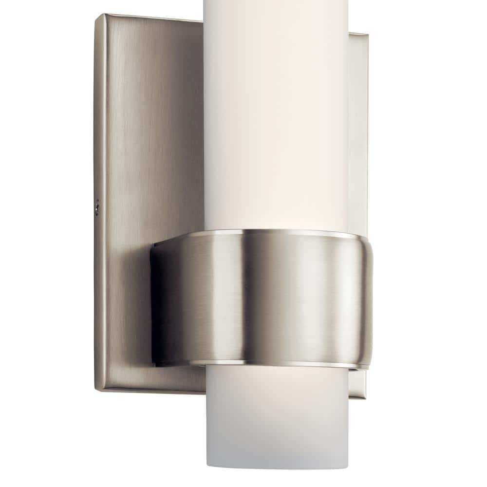 Brushed Nickel LED Wall Sconce with Etched Opal Glass