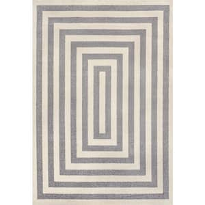 Bandol Modern Classic Mitre Stripe Gray/Ivory 9 ft. x 12 ft. Area Rug