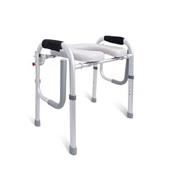 Height Adjustable Folding Armrest Raised Toilet Safety Seat with Padded Comfort for Elderly Disabled Gray