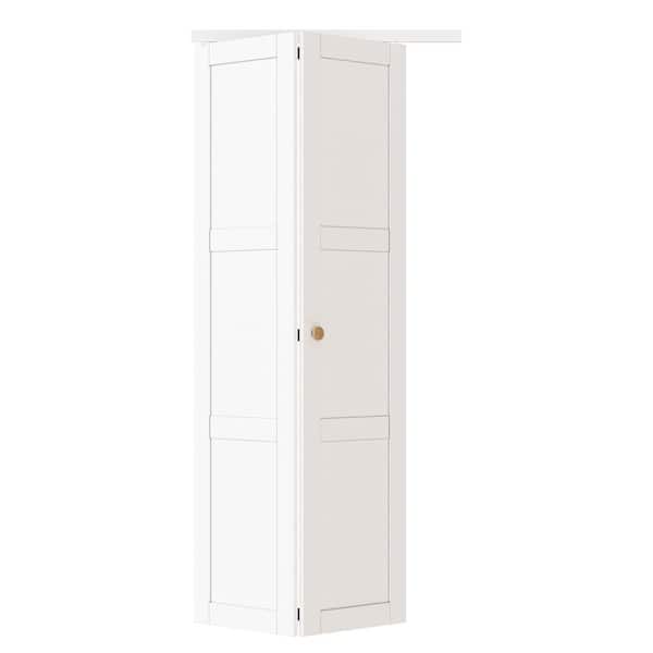 ARK DESIGN 36 in. x 80 in. 3 Lite Solid Core Panel White Primed Composite MDF Interior Closet Bi-Fold Door with Hardware Kit