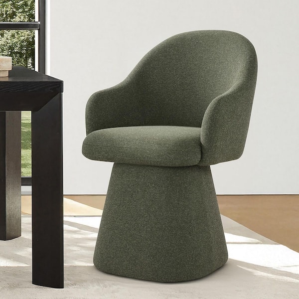 Evora Green Dining Chairs with 360° Swivel, Optional Lumbar Cushion, Stain-Resistant Fabric