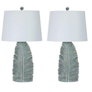 Pair Of 26 in. Casual Blue Indoor Table Lamps with Decorator Shade
