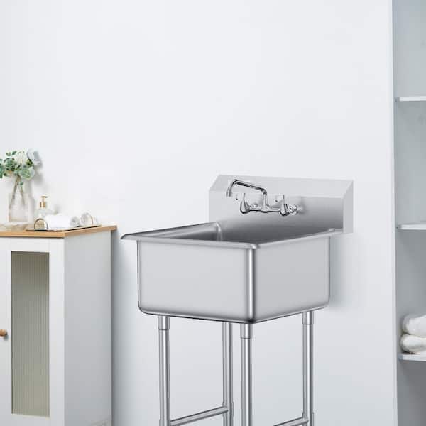 Stainless Steel Prep Utility Sink 1 Compartment Free Standing Small Sink Include Faucet legs, 27 in. x 41 in. Bowl Sinks