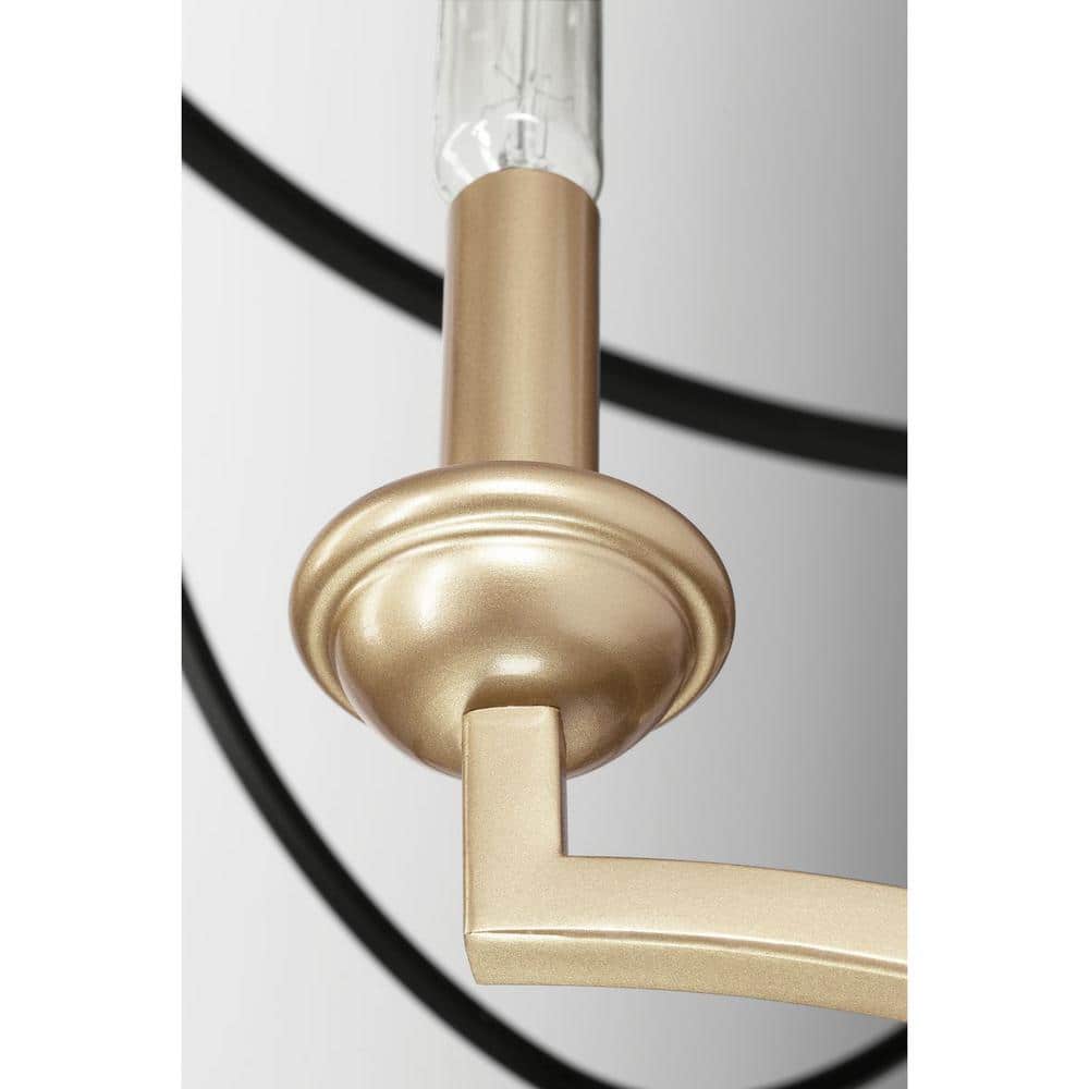 Landree Black and Brass Geometric Cage 3-Light Chandelier