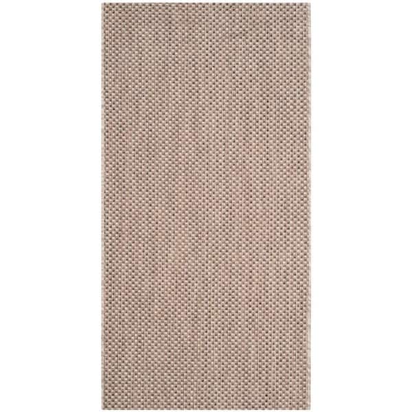 SAFAVIEH Courtyard Beige/Brown Doormat 3 ft. x 5 ft. Solid Indoor/Outdoor Patio Area Rug