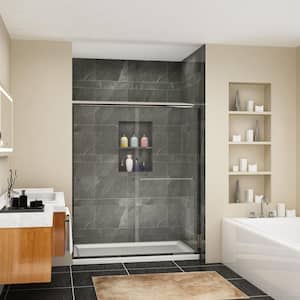 60 in. W x 72 in. H Bypass Sliding Semi-Frameless Shower Door in Chrome Finish with Clear Glass