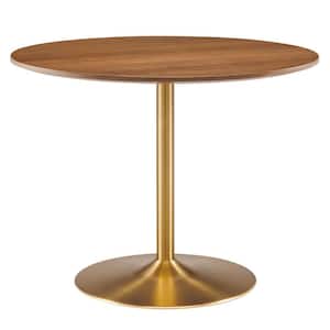 Amuse Gold Walnut Wood 45 in. Column Dining Table 4-Seats