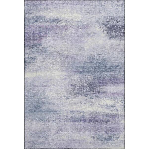 Mayfield Premium Machine Washable Abstract AMF2402 Lavender 5 ft. x 7 ft. 6 in. Area Rug