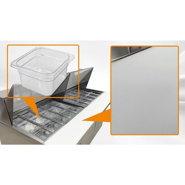 70 in. W 15.5 cu. ft. Commercial Mega Food Prep Table Refrigerator Cooler in Stainless Steel