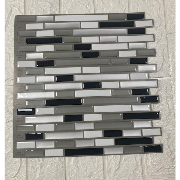 Smart Tiles 9.80'' X 9.74'' Self Adhesive 3D Peel and Stick Backsplash  Tiles Metallic Gray