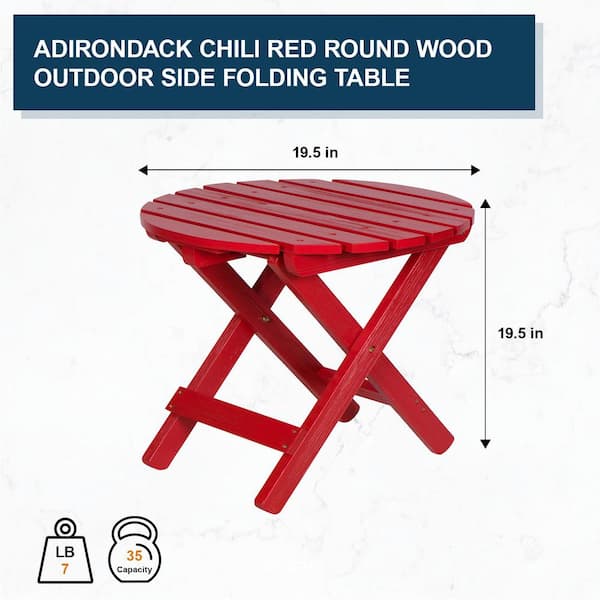 small red folding table