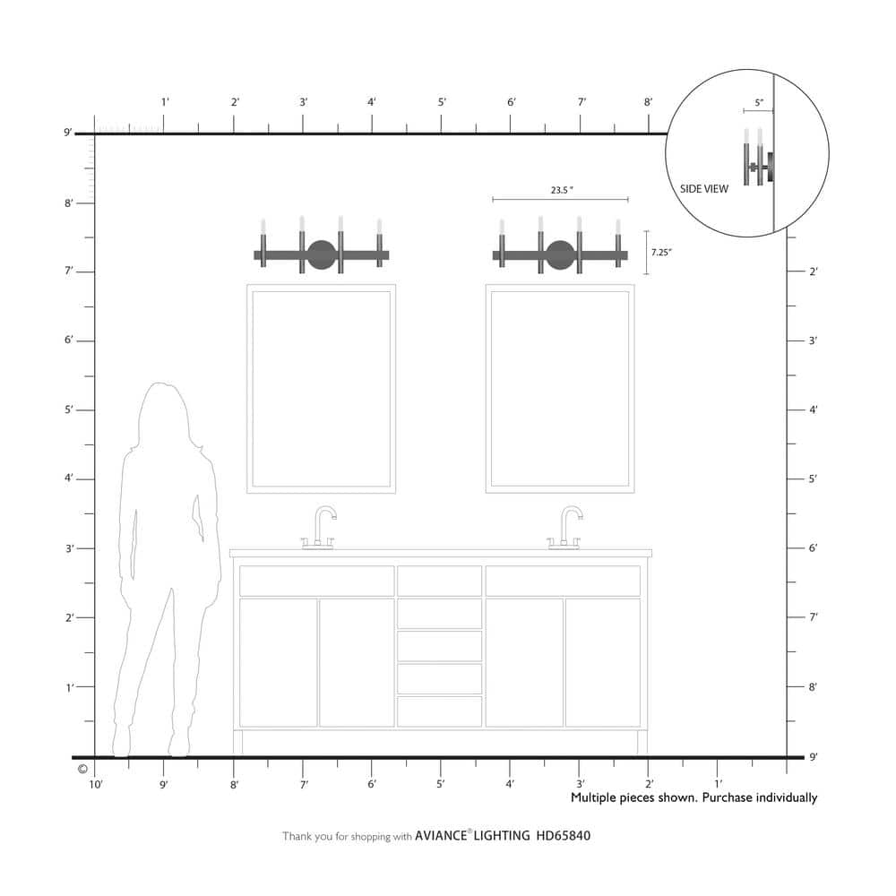 Elegant Denmark 4-Light Vanity Sconce in Brushed Nickel and Bronze