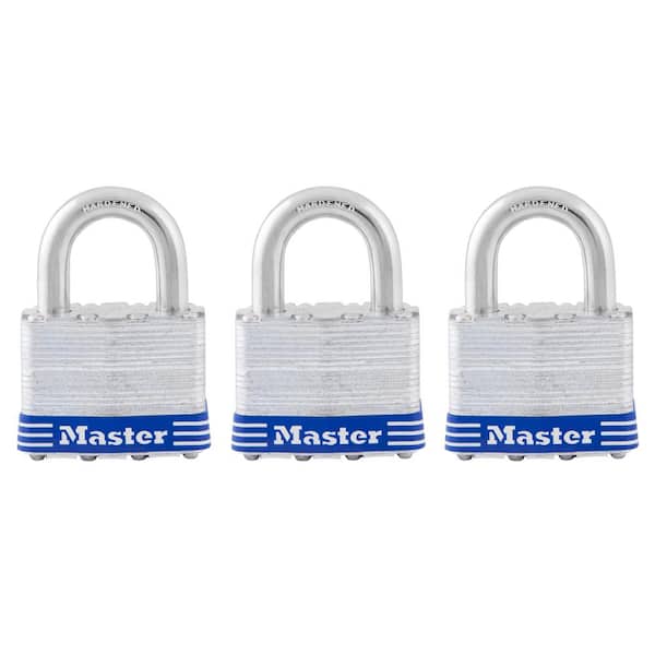 Master Lock Outdoor Padlock with Key, 2 in. Wide, 3 Pack