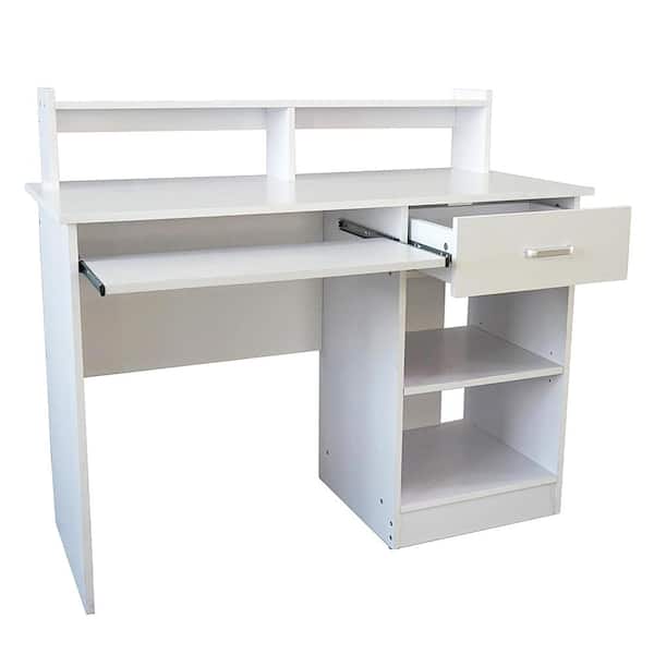 43.3 in. Modern E1 15MM Chipboard White Computer Desk