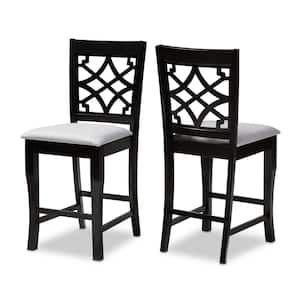 Nisa 43 in. Gray and Espresso Counter Stool (Set of 2)