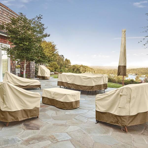 Angel Sar - 72 in. L x 30 in. W Waterproof BBQ Grill Cover for Outdoor Grilling, Beige and Brown