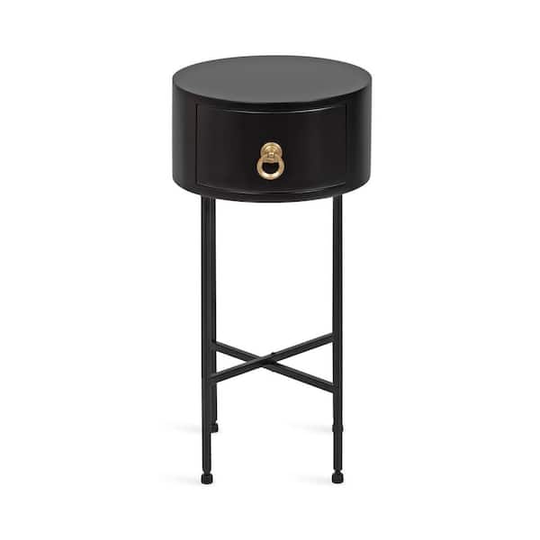 Kate and Laurel Decklyn 14.00 in. Black Round MDF End Table